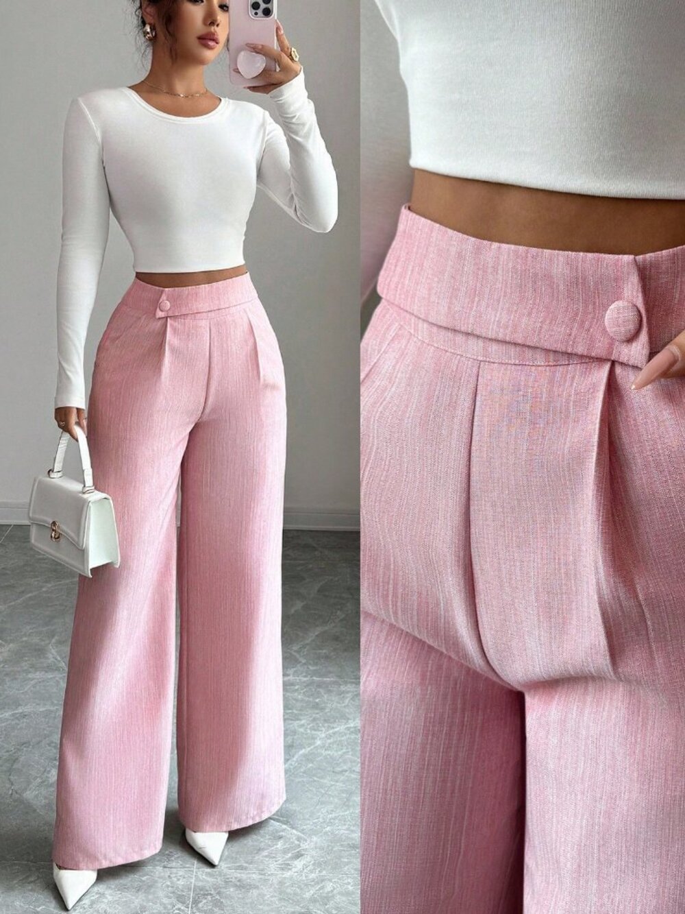pinkCasual Women's Work Office Loose Flowy Straight Leg Pants - Picture 1 of 8